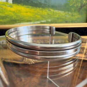 Vintage Navajo Sterling Silver Cuff Bracelet Stamped "Sterling Tahe" 5-3/4" Lady